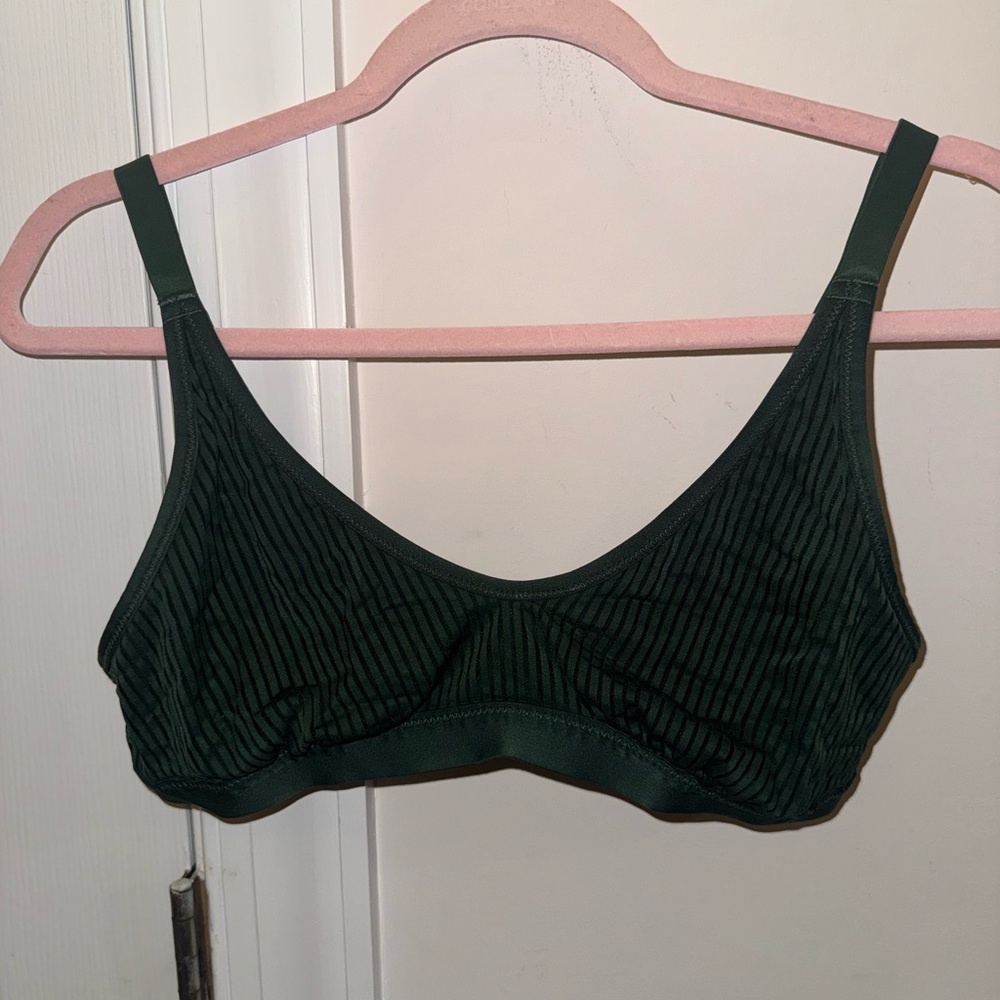 Aerie Dark Green Striped Bralette